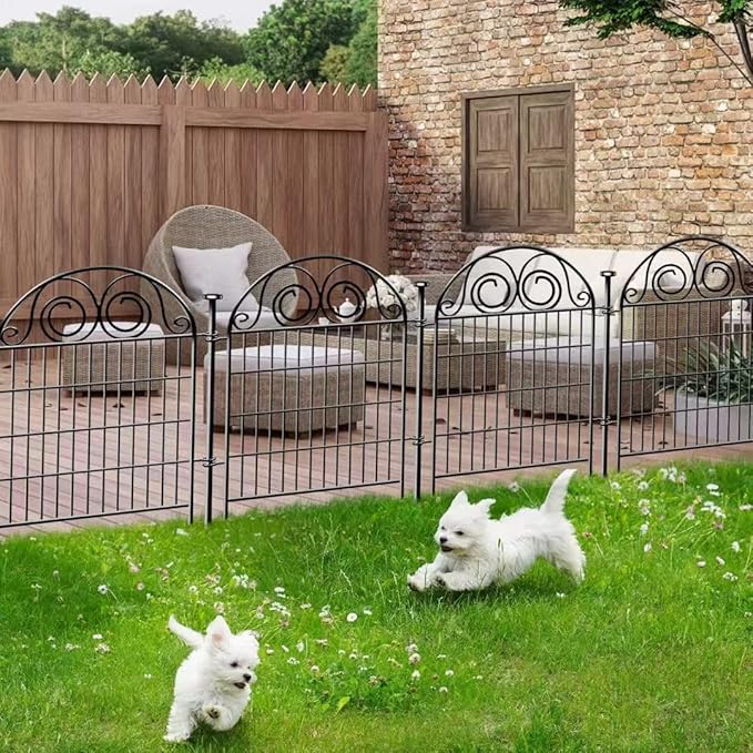 Tall Garden Animal Barrier Fence With Gate,40 in(H)×27 in(L) 12 Panels Dog Digging Fence Barrier, Black Metal Temporary Fences, Reusable Defense Fencing For Outdoor Yard. Total 26.2 Ft│Patented