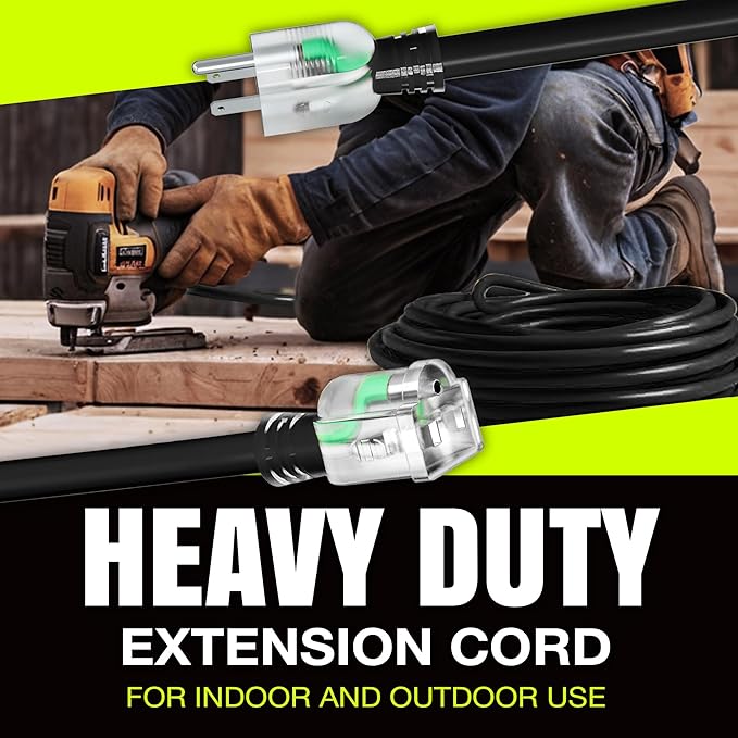 100ft Outdoor/Indoor Extension Cord 12/3 Gauge Extra Heavy Duty 3 Prong SJTW, Waterproof, Flexible Cold-Resistant Long Power Cord,15A 125V 1875W, Black by LifeSupplyUSA