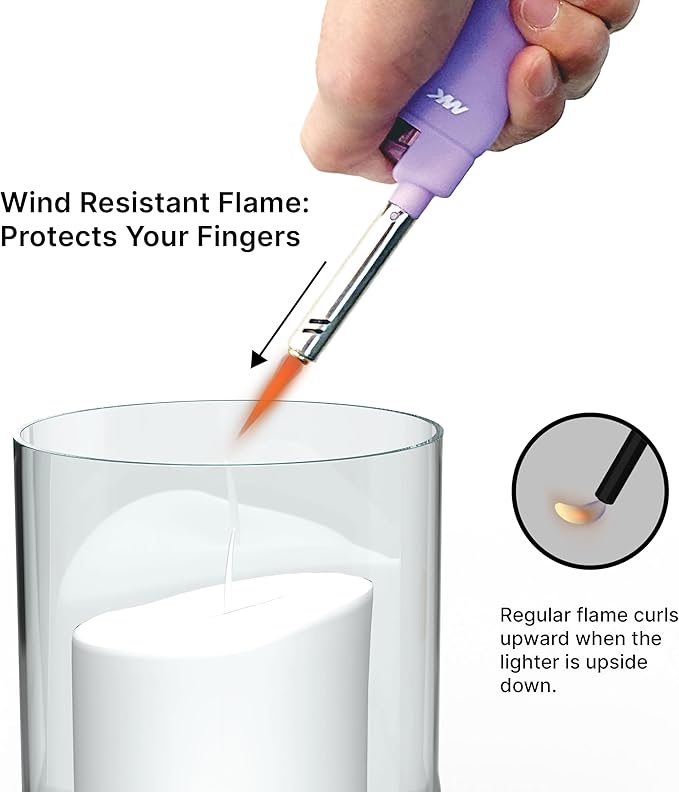 MK Lighter 10PCS Candle Lighters, Windproof Flame, Ideal as for BBQ, Camping, Outdoor, Butane Refillable Lighte, Multipurpose (Harmony-10PC)
