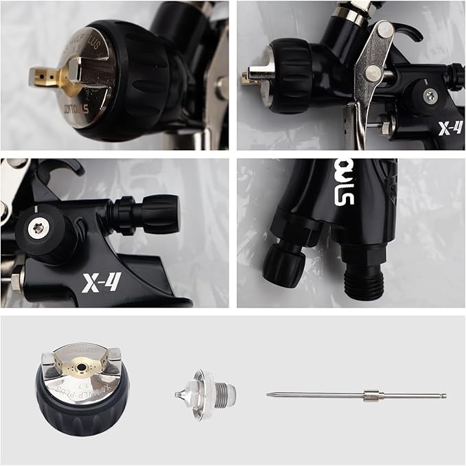 HVLP Air Spray Gun with 1.3/1.7 mm Nozzles, Gravity Feed Spray Paint Gun with 400/600ml Cup, Professional Automotive Spray Gun Kit, Spray for Car Paint, Furniture, Primers, Varnishes and Top Coats