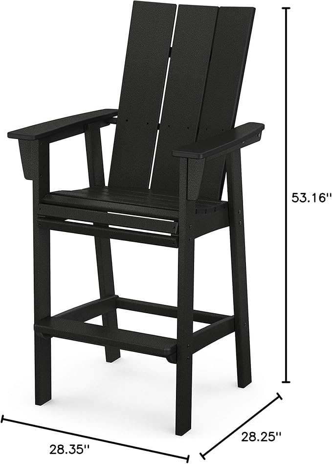 POLYWOOD® Modern Curveback Adirondack Bar Chair in Black