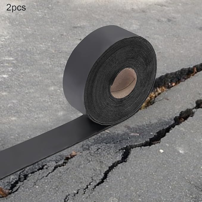 2 Rolls Asphalt Crack Filler, 3.15 X 590.55in Self-Adhesive Asphalt Tape, Set of 2 Asphalts Repair Patch for Driveway Parking Lot Roof Cement Road Joint, 2.5mm Thick, 49.2 Feet Each Roll