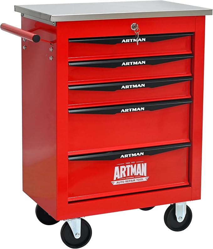 5 Drawers Rolling Tool Box on Wheels, Multifunctional Tool Cart, Drawers Rolling Trolley Organizer Tool Storage Chest for Garage,Workshop,DIY Multiple Interconnectable(4 Drawers-30.5" H)