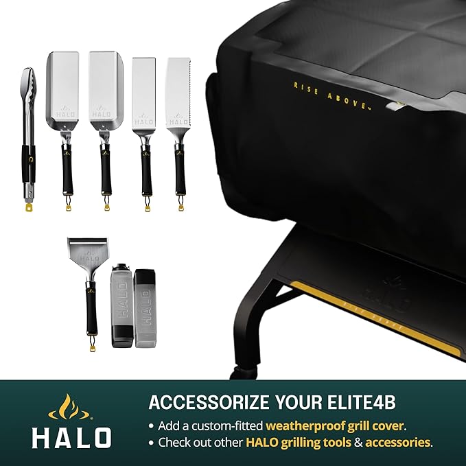 HALO Elite4B Outdoor Griddle | 4 Burner, 8 Cooking Zones | 720 sq. in. (36″ x 20″) Wind-Proof Cooking Surface | Propane Gas Grill | HZ-1001-XNA