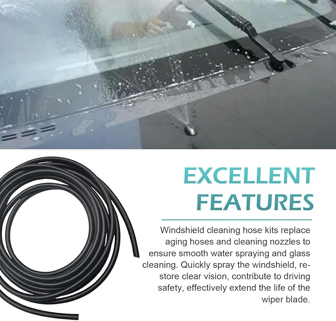 30 PCS Car Windshield Washer Hose Kit, 4M/13Ft Cleaning Hose with 30 Hose Connectors, Universal Windshield Repair Kit, for Most Cars (Black)