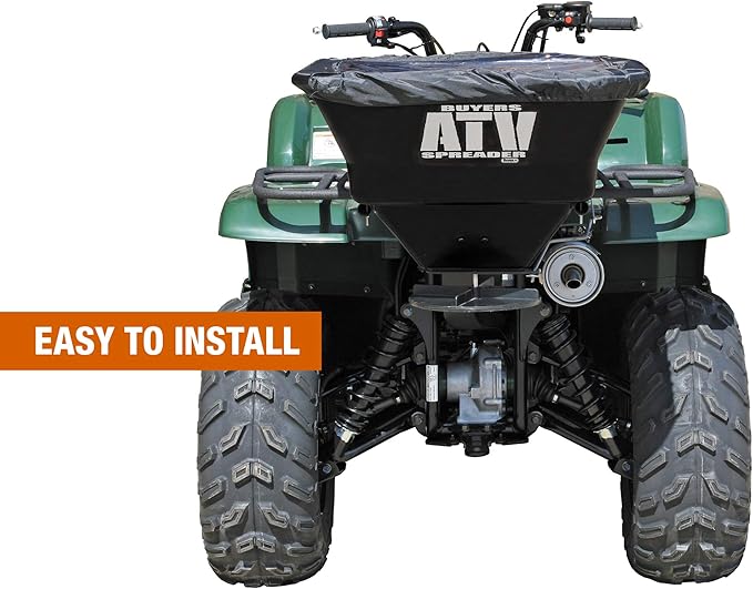 Buyers Products ATVS100 ATV Broadcast Spreader – 100 lb Capacity, Poly Hopper, 12V Motor, Rain Cover Included – Seed, Fertilizer, Salt & Feed Spreader for ATV Accessories