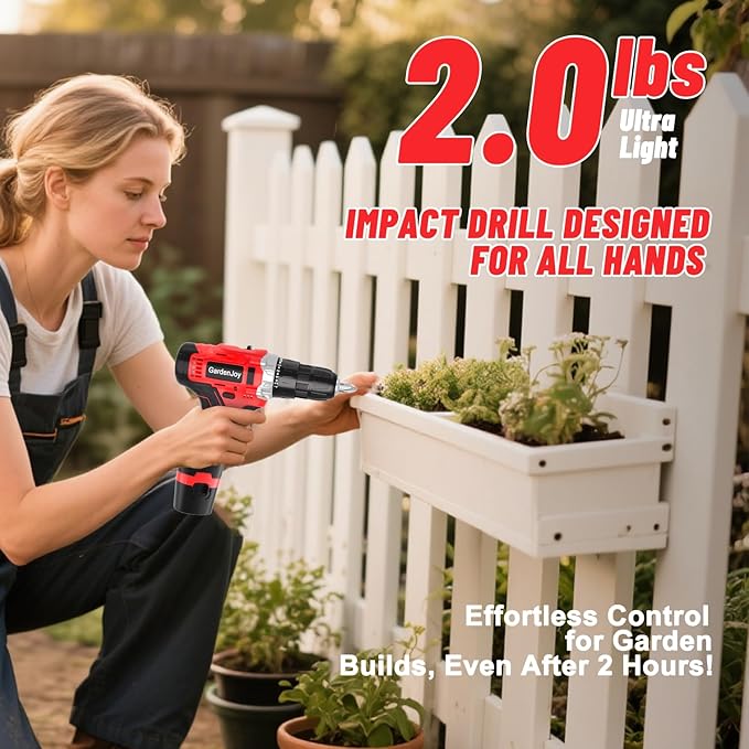 Drill Set 12V Cordless Electric Drill Driver Set,Powerful Lightweight Portable Rechargeable Screwdriver Accessories,2 Batteries 2-Speed 24+1 Position Wood/Wall Drilling Screw Driving women DIY Tool