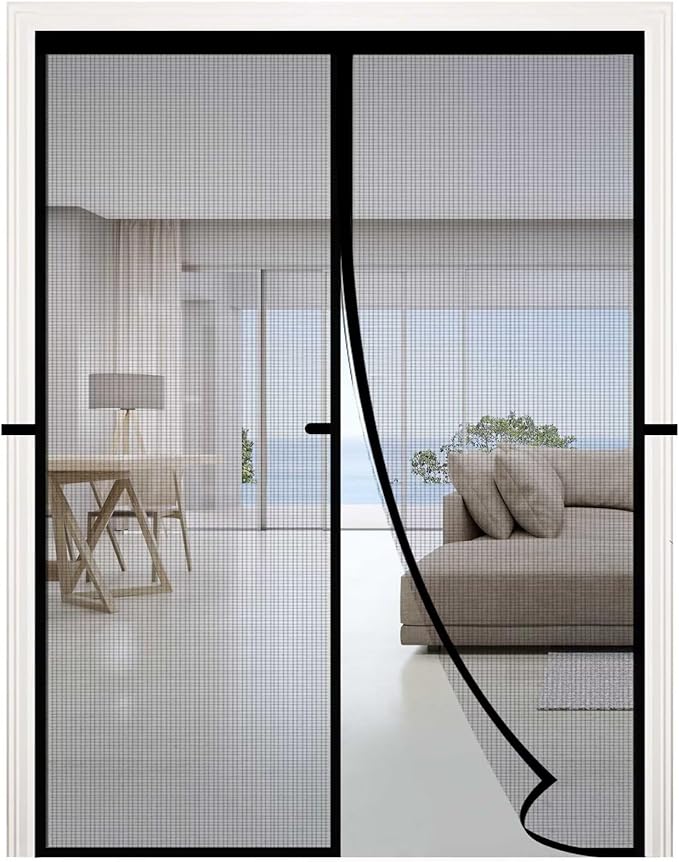 RELIANCER Fiberglass Magnetic Door Screen,Fit Door Size 39"x82",Auto Close Screen Door Mesh w/Magnets,Patio Doorway Net Screens,Self-Closing Doors Cover,Anti Mosquito Doorway Curtain,Mesh Partition
