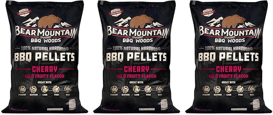 Bear Mountain BBQ FK13 Premium All-Natural Hardwood Mild and Fruity Cherry BBQ Smoker Pellets for Outdoor Grilling, 20 Pounds (3 Pack)
