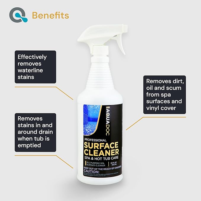 Hot Tub Cleaner Spray 32oz - Spa Surface Cleaner for Hot Tub Chemical Made in The USA - AquaDoc