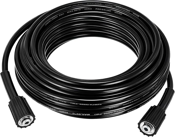 Pressure Washer Hose 49.2 Ft, 1/4" ID M22-14mm Brass Fitting, 3600 PSI Kink-Resistant Universal Electric Power Wash Hose for Replacement