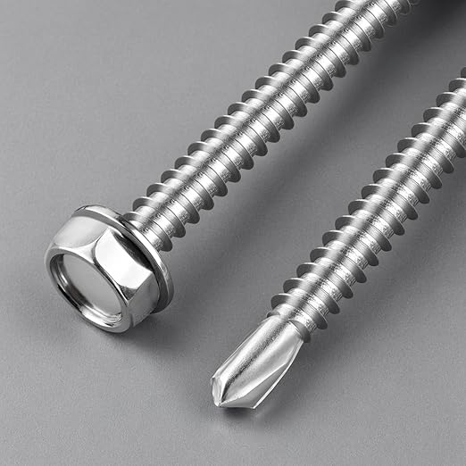 #8 x 3/4 Inch Self Drilling Screws, 650pcs 3 lbs Self Tapping Screws for Metal, 410 Stainless Steel Hex Washer Head Sheet Metal Screw