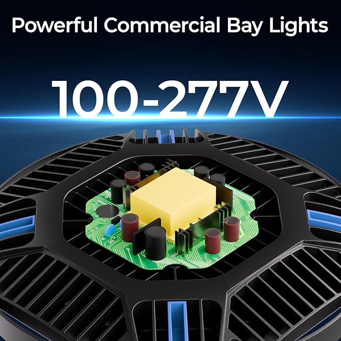 CINOTON 210W Switchable UFO LED High Bay Light, Aluminum LED Shop Lights with 31500LM, 5000K Commercial Bay Lighting for Warehouse Garage Workshop, 6' Cable & Safety Rope, ETL Listed 4 Pack