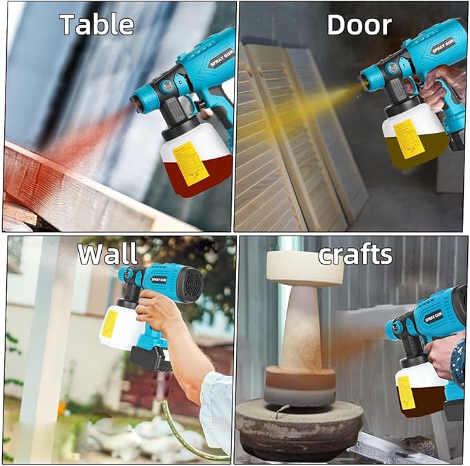 Paint Sprayer Compatible with Makita 18V Li-ion Battery, 200W HVLP Spray Paint Gun Tool,Copper Nozzle, Easy to Clean, for Furniture, Fence, Walls, Ceiling, Door etc. (No Battery)