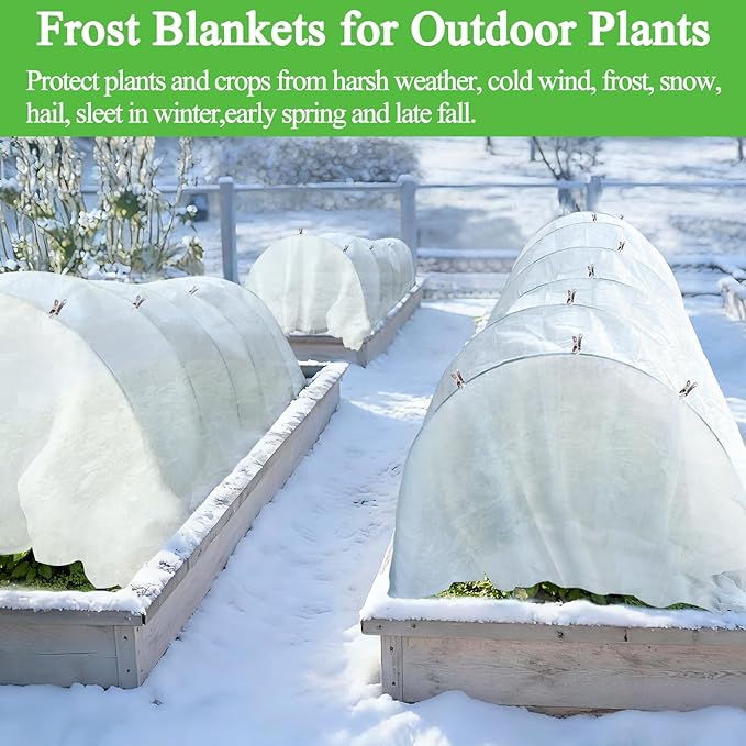 POILKMNI 10'x50' Plant Covers Freeze Protection - Plant Covers for Winter, Frost Cloth Tree Freeze Protection, Frost Blankets for Outdoor Plants, Winter Floating Row Cover