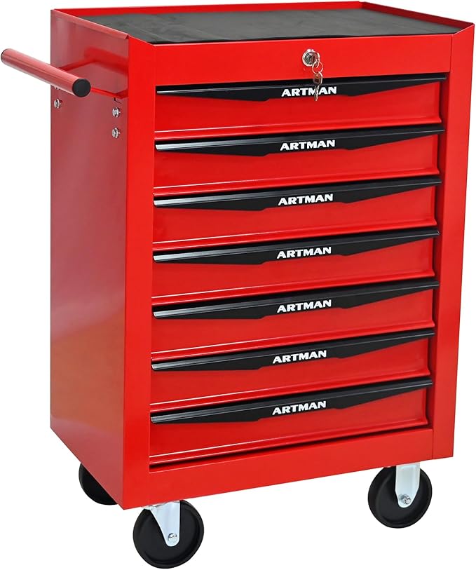 7 Drawers Rolling Tool Box on Wheels, Multifunctional Tool Cart, Drawers Rolling Trolley Organizer Tool Storage Chest for Warehouse,Garage,Workshop,Repair Shop (7 Drawers-30.5" H)