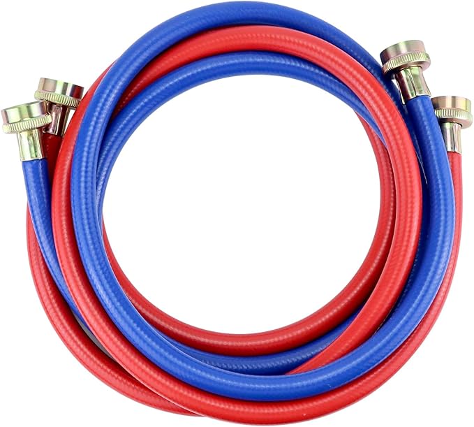 Washer Hoses 4FT,Rubber Washing Machine Hoses 3/4 Washer Machine Hoses 2 packs,Burst Proof Water Supply Lines for Hot and Cold Washer Water Hoses,Universal for All Standard Wash Machines-by MIFLUS