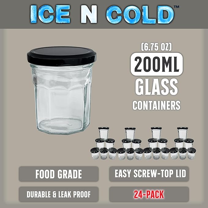 6.76 oz / 200ml Multi-Use Glass Jars with Leakproof Clear Lid, Reusable & Eco-Friendly – Ideal for Jams, Sauces, Spices; Lead -Free and BPA-Free Glass Bottle (24)