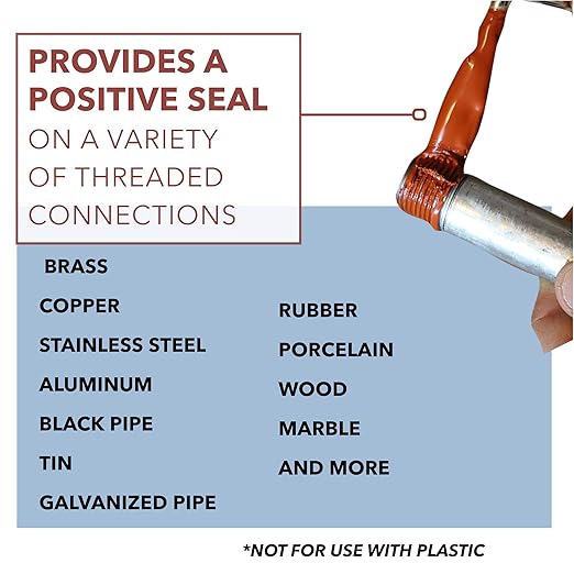 Gasoila Hard-Setting Permanent Thread Sealant, Fast-Drying Red Varnish Sealant for PVC, Metal, Rubber, Wood & More – -100°F to 600°F Temp Range, Brush in Cap Applicator, BT04, 1/4 Pint Can