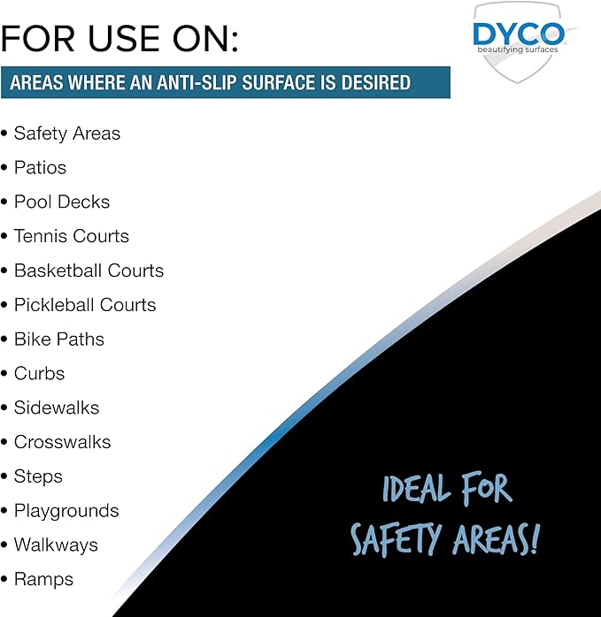 DYCO Court & Floor Anti-Slip Coating - Slip-Resistant Pavement, Cement & Concrete Paint for Pickleball, Tennis & Basketball Courts, Exceeds ADA Standards for Safety Areas (Ash Gray, 5 Gallons)
