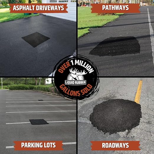Liquid Rubber Asphalt Patch – 11lb Pail Ready-to-Use Pothole Repair for Driveways, Parking Lots, Pathways & Roads – Easy All-Weather Application – No Mixing Required