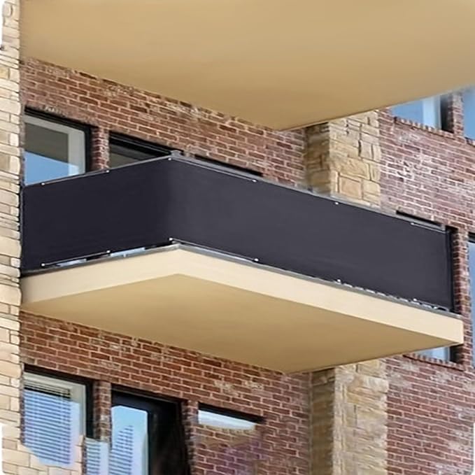 4'x25' Aiwi Space 100% Solid Non-See-Through Privacy Fence Screen Panel, Garden Privacy Fence, Full Privacy Protect for Balcony, Backyard,Porch, Railing and Pool, Anthracite Black