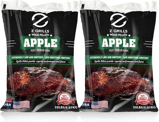 Z GRILLS Wood Pellets for Smoker Grill, 100% All-Natural Hardwood Apple Pellet, 40lbs