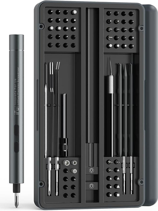 iFu Mini Electric Screwdriver, 90 in 1 Precision Screwdriver Set – Small Cordless Power Screwdriver with LED Light & 64 Magnetic Bits, Repair Tool for Phone Laptop Camera Watch Computer