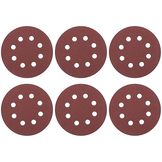 HARFINGTON 20 Pcs 5 Inch Sanding Discs, 150 Grit Hook and Loop Sandpaper, 8-Hole Aluminum Oxide Orbital Sander Sandpaper for Woodworking Automotive Metal Polishing, Red