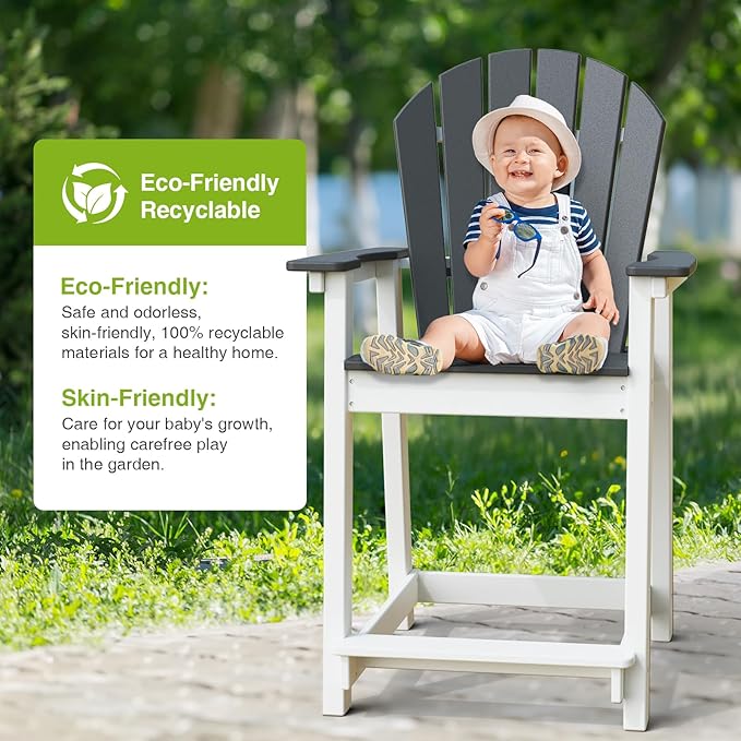 OTSUN Tall Adirondack Chairs, Outdoor Balcony Chair, Patio Bar Stool with Widened Arms, High Back, Footrest, 400lbs, All-Weather Bar Height Chair for Garden, Yard, Backyard