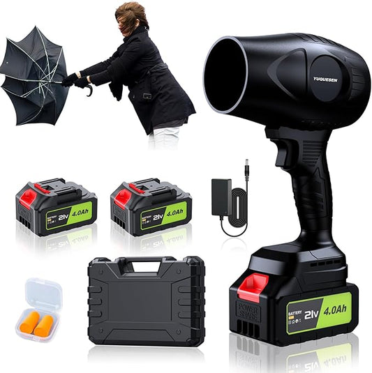 980,000 RPM Cordless Leaf Blower - 21V Electric Handheld Leaf Blower with 2×4.0Ah Batteries & Fast Charger - Lightweight for Patio, Lawn, Yard, Deck Cleaning - Dark