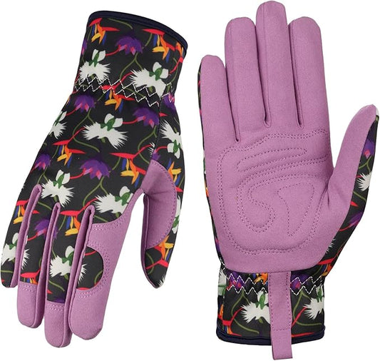 Bamllum Leather Gardening Gloves for Women - Working Gloves for Weeding, Digging, Planting, Raking and Pruning