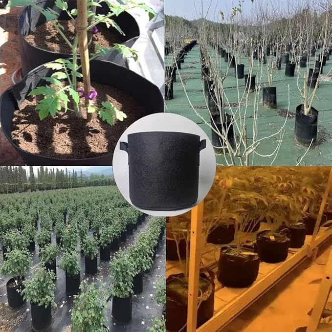 WEIFENG 10 Gallon Grow Bags Planters for Outdoor Plants 5-Pack Plant Bags with Handles