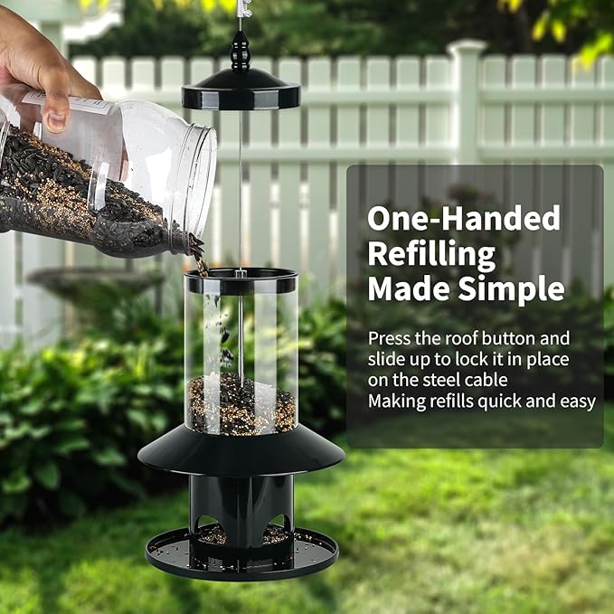 Squirrel-Proof Bird Feeder for Outdoor. Forest Green