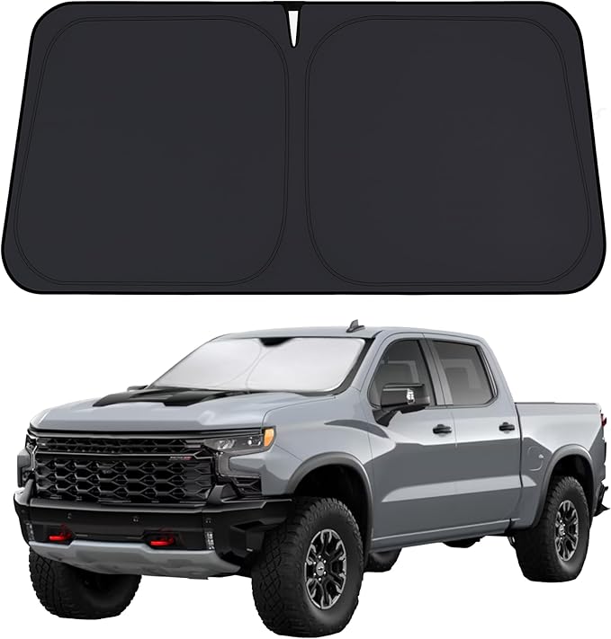 Econour Windshield Sun Shade for 2019-2025 Chevrolet/Chevy Silverado 1500 Accessories Truck (Extended Cab) Sunshade Window Sun Visor Protector Foldable Blocks UV Rays Keep Your Car Cooler