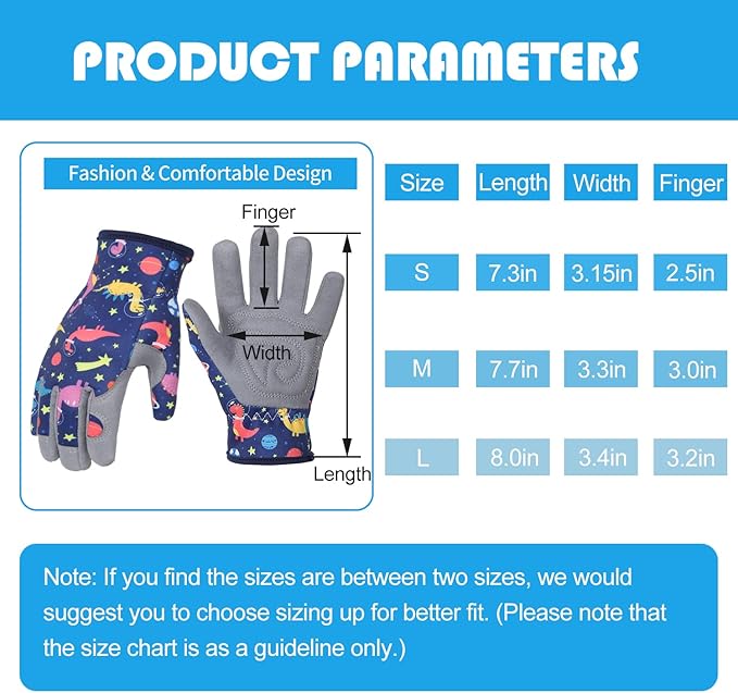 Baidast Gardening Gloves for Kids (6-9 Years Old), Thorn Proof Gardening Gloves, Breathable & Flexible