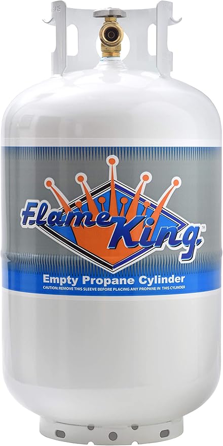 Flame King YSN-301 30 Pound Steel Propane Tank Cylinder with Type 1 Overflow Protection Device Valve DOT and TC Compliant, White