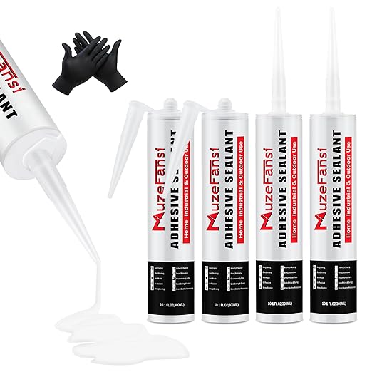 RV Roof Lap Sealant Self Leveling,4 Pack RV Roof Silicone Sealant White, Waterproof Flexible EPDM RV Sealants and Caulking Exterior Repair Kit for Campers,Trailers, Motorhomes
