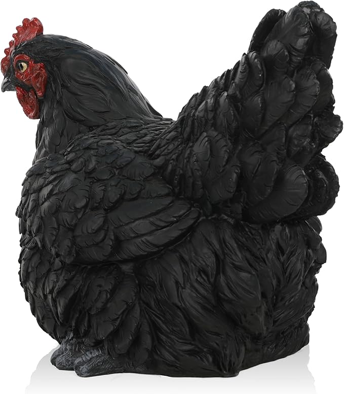 Alpine Corporation WFM100HH-BK Outdoor Rustic Resting Hen Garden Statue, 8" H, Black