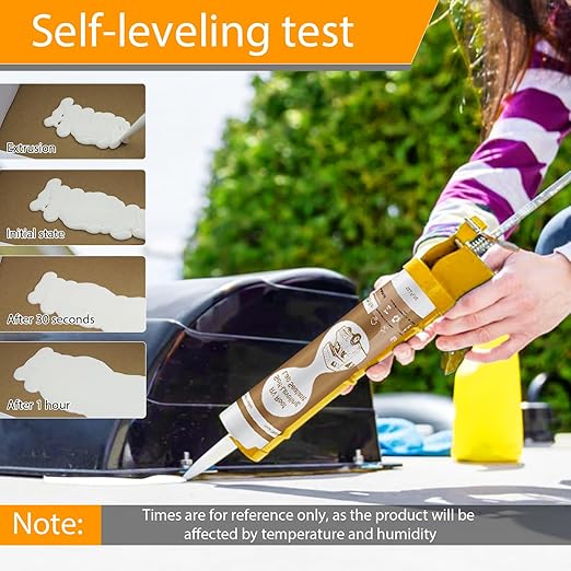 Self-Leveling RV Roof Sealant 10-Packs, Camper Roof Sealants - Flexible, Waterproof & UV-Resistant, Self-Leveling Caulking Agent Solves Problems Such as RV Leakage