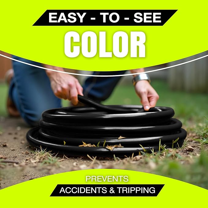 50ft Outdoor/Indoor Extension Cord 16/3 Gauge Heavy Duty 3 Prong SJTW, Waterproof, Flexible Cold-Resistant Long Power Cord,13A 125V 1625W, Black by LifeSupplyUSA
