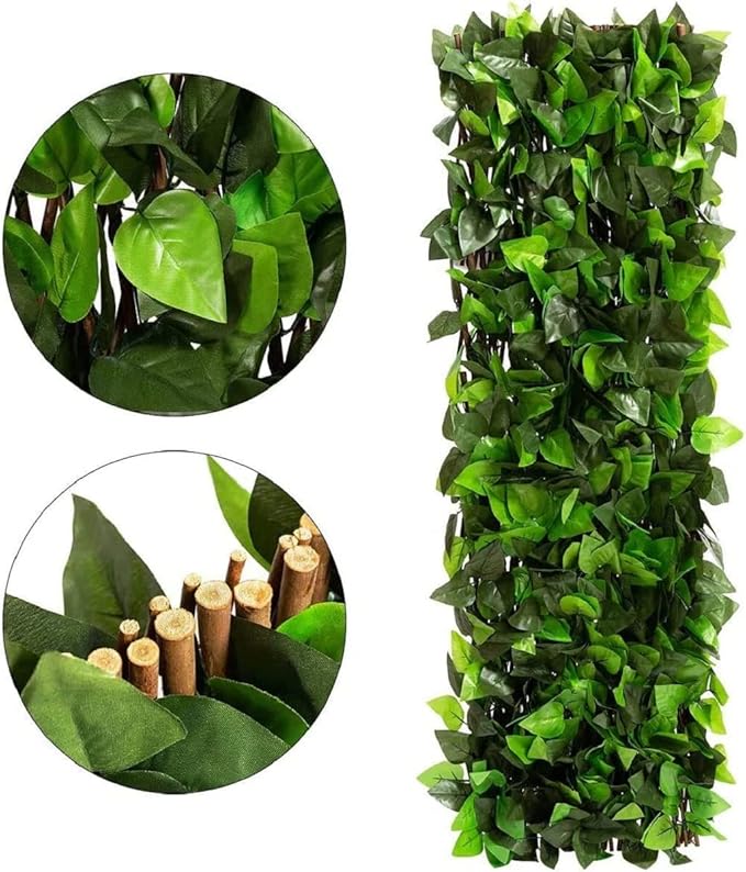 DOEWORKS Expandable Fence Privacy Screen for Balcony Patio Outdoor, 1PC Faux Ivy Fencing Panel for Backdrop Garden Backyard Home Decorations