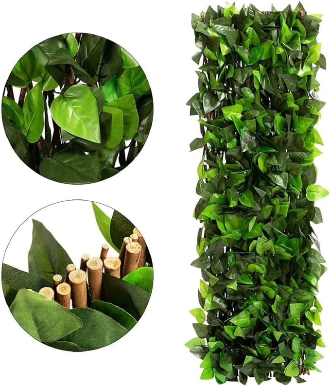 DOEWORKS Expandable Fence Privacy Screen for Balcony Patio Outdoor, 4PCS Faux Ivy Fencing Panel for Backdrop Garden Backyard Home Decorations