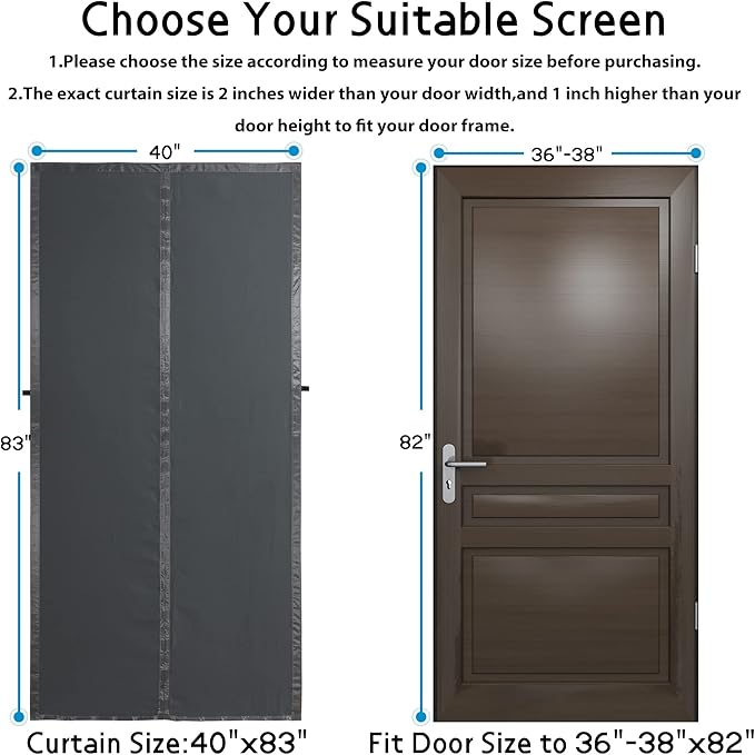 Magnetic Thermal Insulated Door Curtain,Thicker Layered Fabric Doorway Curtains,Temporary Door Insulation Cover Keep Warm Winter&Cool Summer,Dark Grey Fabric Window Insulation Kit for Winter