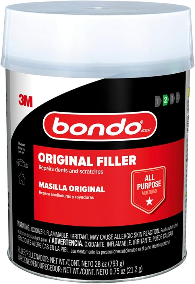 Bondo Body Filler, Original Formula for Fast, Easy Repair & Restoration for your Vehicle, 00262, Filler 1.57 lb and Hardener 0.75 oz, 1 Can