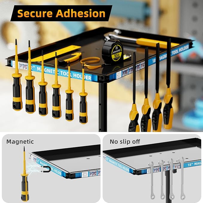 Rolling Tool Cart Adjustable Height Mechanics Tool Table with Magnetic Holders Durable Metal Tray 360° Swivel Casters Multi-Functional Tool Cart on Wheels Organizer for Garage Workshop Home Use