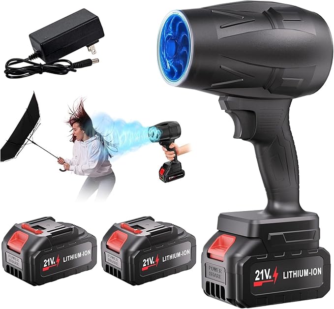 DAILYLIFE Electric Cordless Leaf Blower, 130MPH Handheld Leaf Blower, 2X 2.6Ah Battery and Charger Included, Lightweight & Portable for Patio Cleaning, Lawn Care, Car and Dust