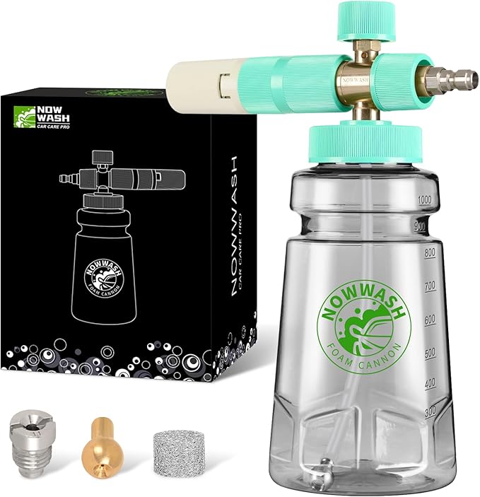 Foam Cannon with Foam Economizer for Pressure Washer, Soap Cannon with 1/4" Quick Connect & Adjustable Nozzle for Car Wash, Universal Fit for Most Liquid Bottles, Additional 1.1 mm Orifice Nozzle