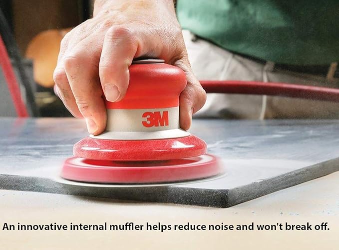 3M Random Orbital Sander – Pneumatic Palm Sander – 5” x 3/16” Diam. Orbit – Stikit Disc Pad – For Wood, Composites, Metal – Original Series, 20317