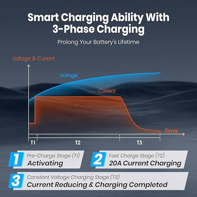 12V-14.6V 20A Lithium Battery Charger VATRER POWER 14.6V LiFePO4 Battery Charger with 0V Activation, LED Indicator & Anderson Connector for 12V Lithium Batteries in Boat RV